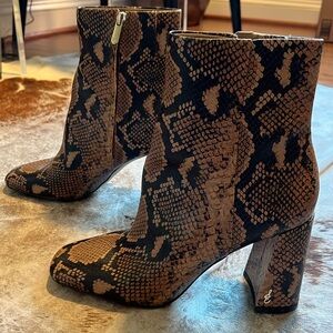 Sam Edelman Codie Snake-Embossed Leather Ankle Boots
